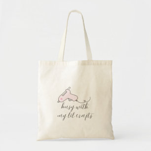 Druk met mijn kleine knutsels Roze lijmpistool ont Tote Bag