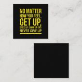 Druk omhoog en show omhoog inspirerend quote yello vierkante visitekaartje (Voorkant / Achterkant)