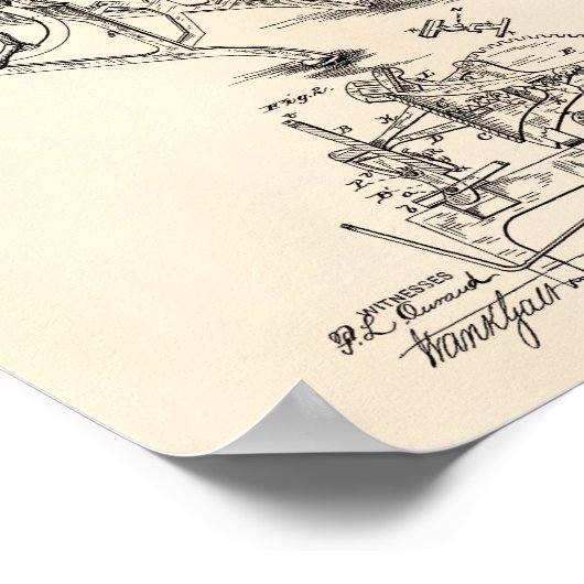 Druk op 1878 Patent Art Old Peper Poster (Hoek)