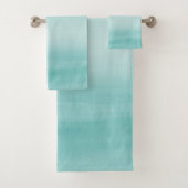 Druk op Abstracte Aqua Blue Waterverf #2 Bad Handdoek (Insitu)