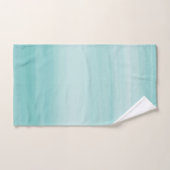 Druk op Abstracte Aqua Blue Waterverf #2 Bad Handdoek (Handdoek)