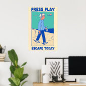 Druk op Afspeelposter Retro Walkman Kunstprint – M Poster (Thuiskantoor)