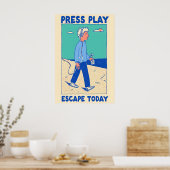 Druk op Afspeelposter Retro Walkman Kunstprint – M Poster (Keuken)