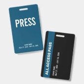 Druk op Al Access Pass Event Blue ID Badge (Voor- en achterkant)