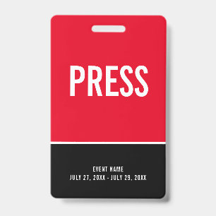 Druk op All Access Pass Red Black ID Badge