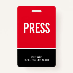 Druk op All Access Pass Red Black ID Badge