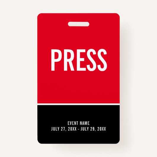 Druk op All Access Pass Red Black ID Badge (Voorkant)