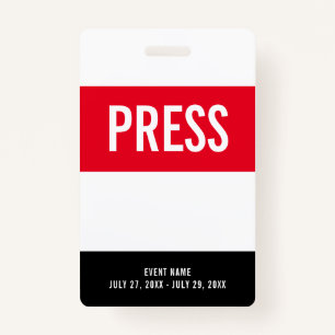 Druk op All Access Pass Red White Black ID Badge