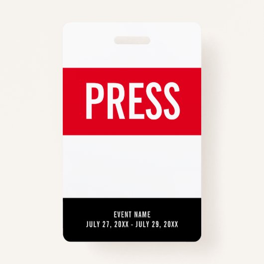 Druk op All Access Pass Red White Black ID Badge (Voorkant)