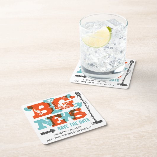 Druk op Big News Save the Date Onderzetters (Insitu)