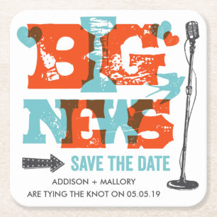 Druk op Big News Save the Date Onderzetters