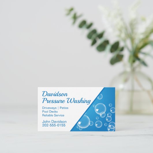 Druk op Blauwe Bubble Visitekaartje (Staand voorkant)