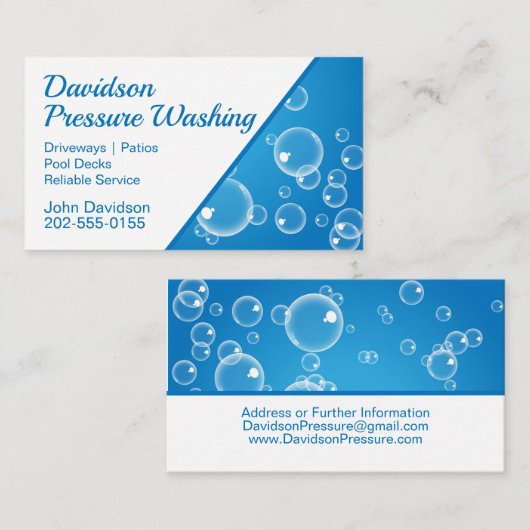 Druk op Blauwe Bubble Visitekaartje (Voorkant / Achterkant)