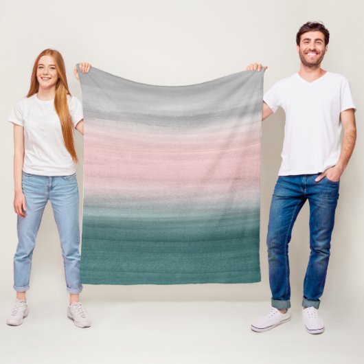 Druk op Blauwgroen zwarte grijze Waterverf Abstrac Fleece Deken (In situ)