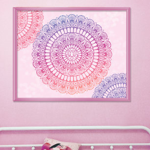 Druk op Bright Pastels Lotus Henna Mandala Poster