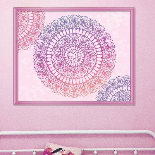 Druk op Bright Pastels Lotus Henna Mandala Poster
