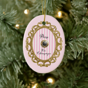 Druk op Champagne Roze Goud Barok Kerst Glamour Keramisch Ornament