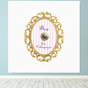 Druk op Champagne Roze Gouden Barok Bar Wand Kunst Canvas Afdruk