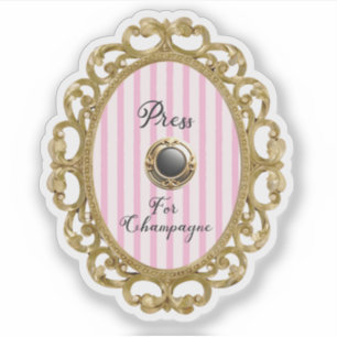 Druk op Champagne Roze Gouden Barok Luxe Frame Sticker