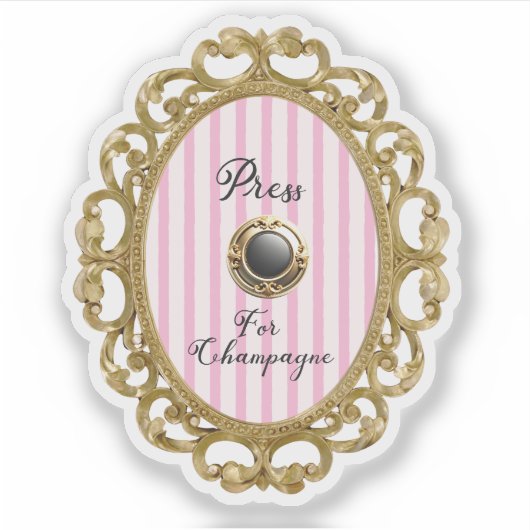 Druk op Champagne Roze Gouden Barok Luxe Frame Sticker (Voorkant)