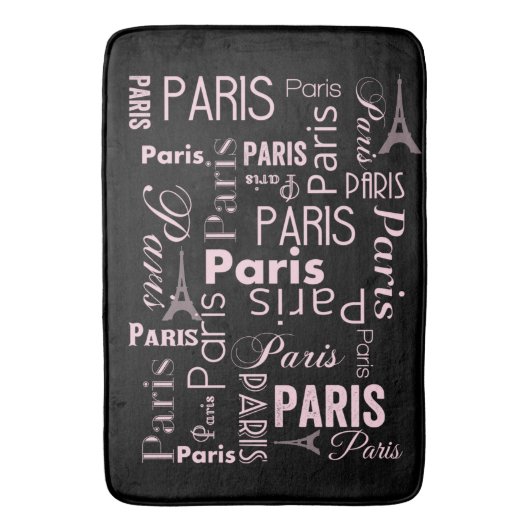 Druk op collectie (zwart-wit en roze parijs) badmat (Voorkant Verticaal)