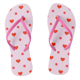 Druk op Cute Pink & Red Heart Spot Teenslippers