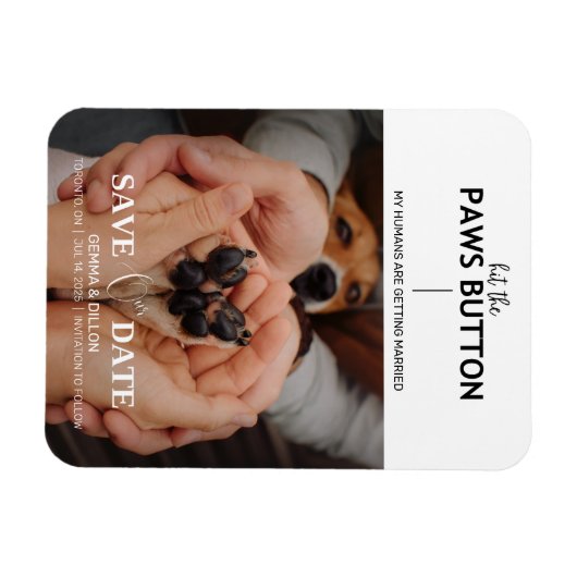 Druk op de Button Paws Save the Date Flexible Magn Magneet (Horizontaal)