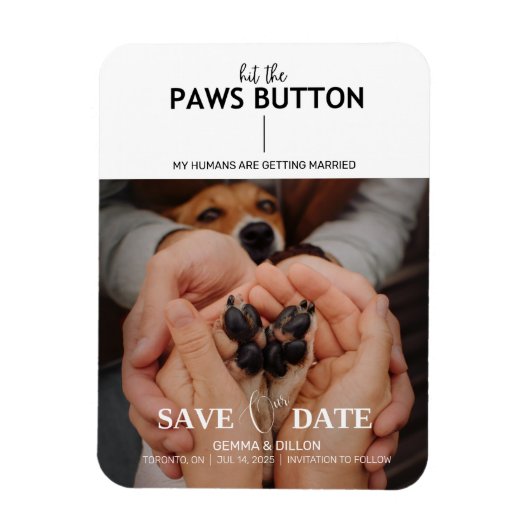 Druk op de Button Paws Save the Date Flexible Magn Magneet (Verticaal)