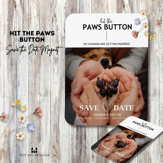 Druk op de Button Paws Save the Date Flexible Magn Magneet
