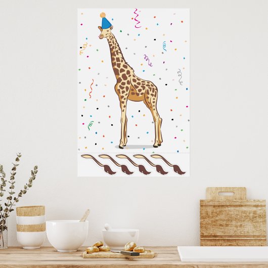 Druk op de Tail op de Giraffe Poster (Keuken)