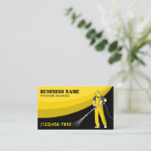 Druk op de wasmachine Was zwart geel reinigen Visitekaartje (Staand voorkant)