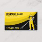 Druk op de wasmachine Was zwart geel reinigen Visitekaartje (Voorkant)