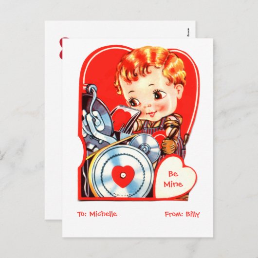 Druk op een valentijn met letterdruk feestdagenkaart (Voorkant / Achterkant)