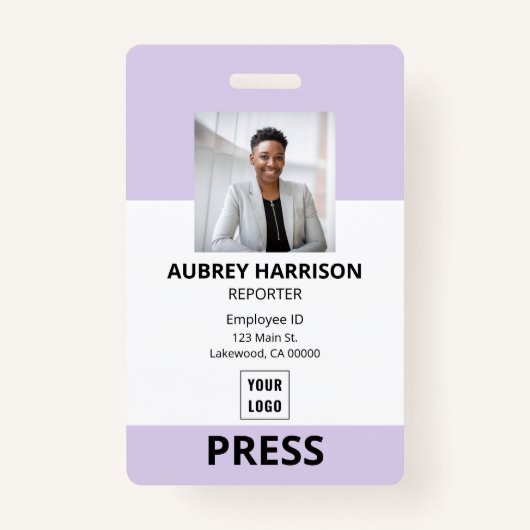 Druk op Eenvoudige bedrijffoto-ID Badge (Voorkant)