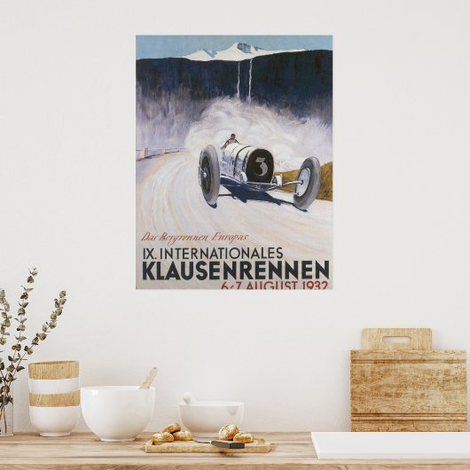  druk op het Poster van racewagens (Keuken)