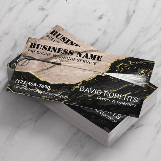 Druk op het wassen Gold Agate Marble Cleaning Visitekaartje
