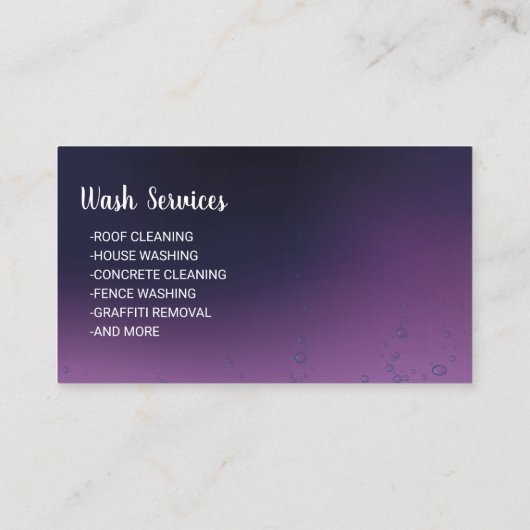 Druk op het wassen van diep Paars wasgoed Visitekaartje (Achterkant)
