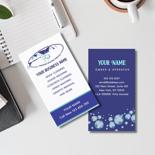 Druk op het wassen van water De wasmachine reinige Visitekaartje