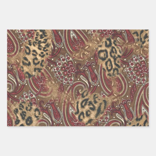 Druk op Leopard en Paisley Pattern Inpakpapier Vel (Voorkant 3)