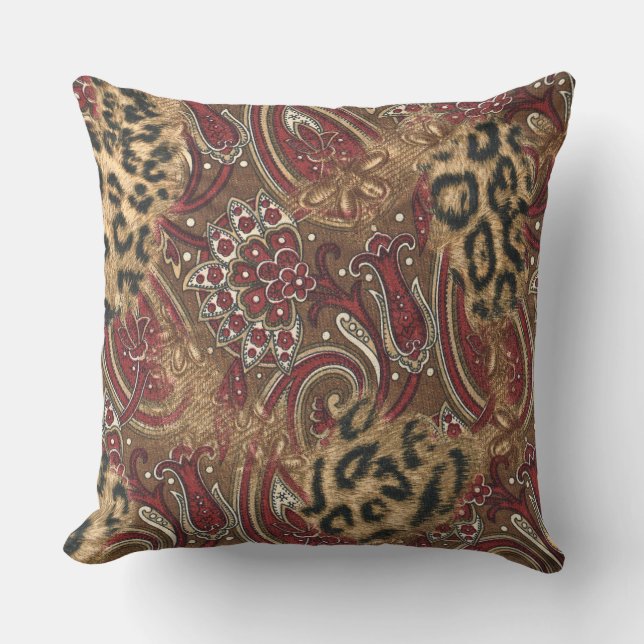 Druk op Leopard en Paisley Pattern Kussen (Voorkant)