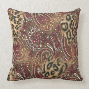 Druk op Leopard en Paisley Pattern Kussen