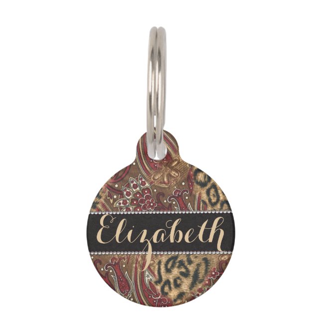 Druk op Leopard en Paisley Pattern om deze aan te  Huisdierpenning (Voorkant)