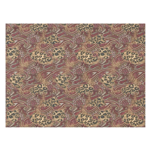 Druk op Leopard en Paisley Pattern Tafelkleed (Voorkant (Horizontaal))