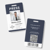 Druk op Logo Photo QR Code Professional Badge (Voor- en achterkant)