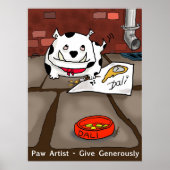 Druk op "Paw Artist Dali" door Kev Moore Poster (Voorkant)