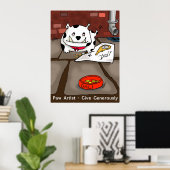 Druk op "Paw Artist Dali" door Kev Moore Poster (Thuiskantoor)