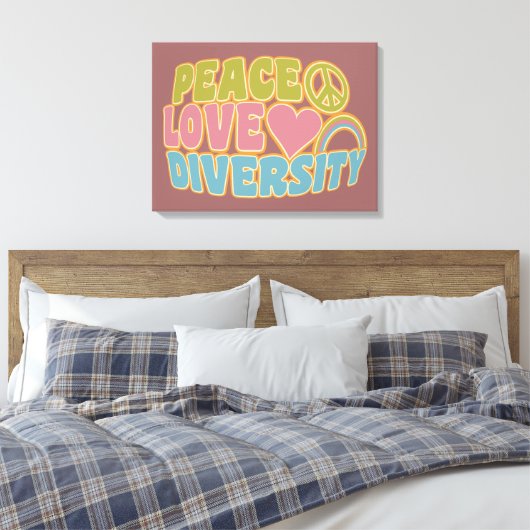 Druk op PEACE LOVE DIVERSITY-canvas Canvas Afdruk (Insitu (Slaapkamer))