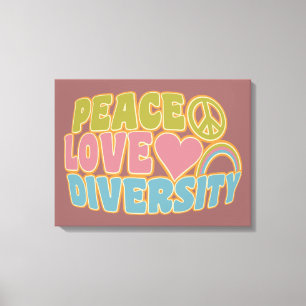 Druk op PEACE LOVE DIVERSITY-canvas Canvas Afdruk