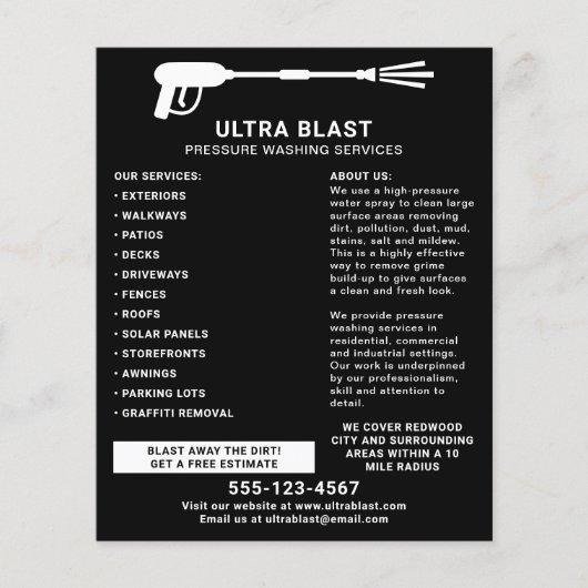 Druk op Pistool waterspuit zwart Flyer (Voorkant)