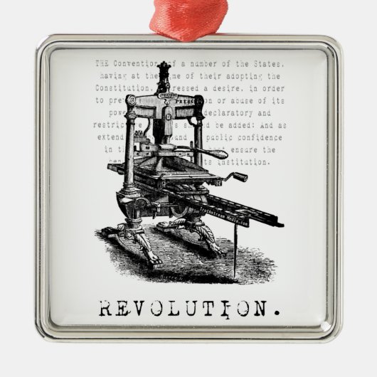 Druk op = REVOLUTION! Metalen Ornament (Voorkant)